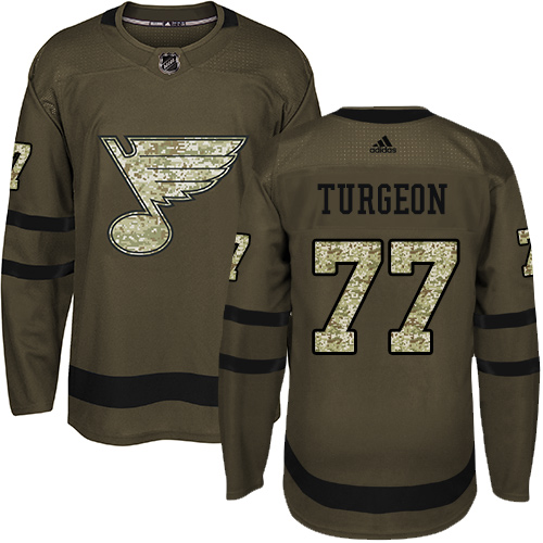 Adidas Blues #77 Pierre Turgeon Green Salute to Service Stitched NHL Jersey